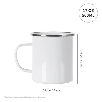 17 OZ昇華ブランクマグ白いキャンプ屋外コーヒー旅行メタルマグ