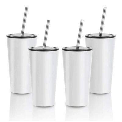 16 OZ昇華ブランクタンブラーステンレスホワイトコーヒー旅行タンブラー